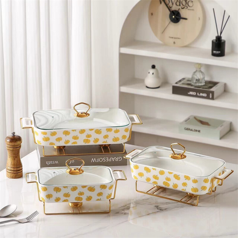 ceramic chafing dish set, square ceramic food warmer, design bakeware sets