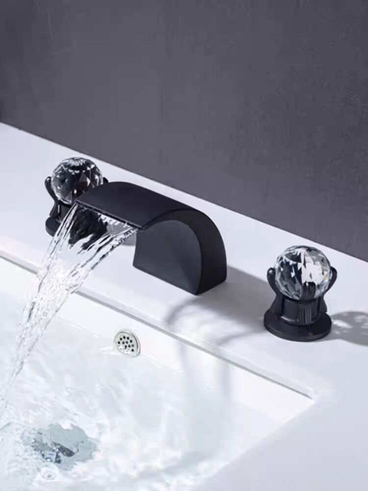 5514 Crystal three-hole basin black under basin faucet Bathroom cabinet faucet separate cold and hot water faucet