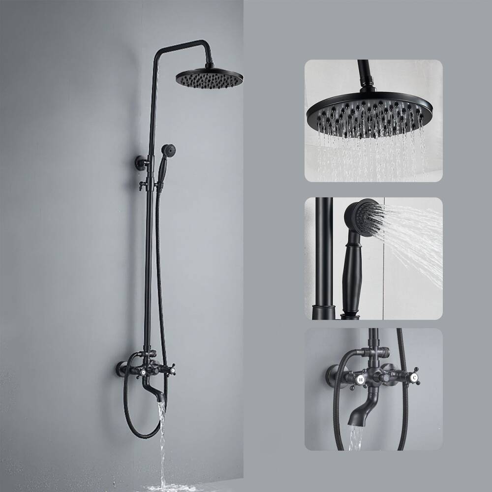 5534 Black ancient two-handed wheel shower shower shower head faucet mixing valve toilet shower