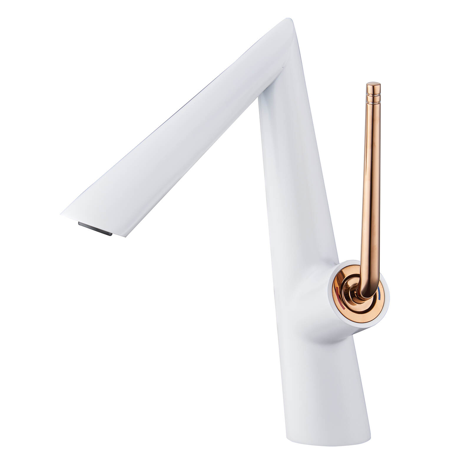 5582 Pyramid basin white + rose gold household all copper hot and cold single-hole faucet bathroom cabinet washbasin faucet