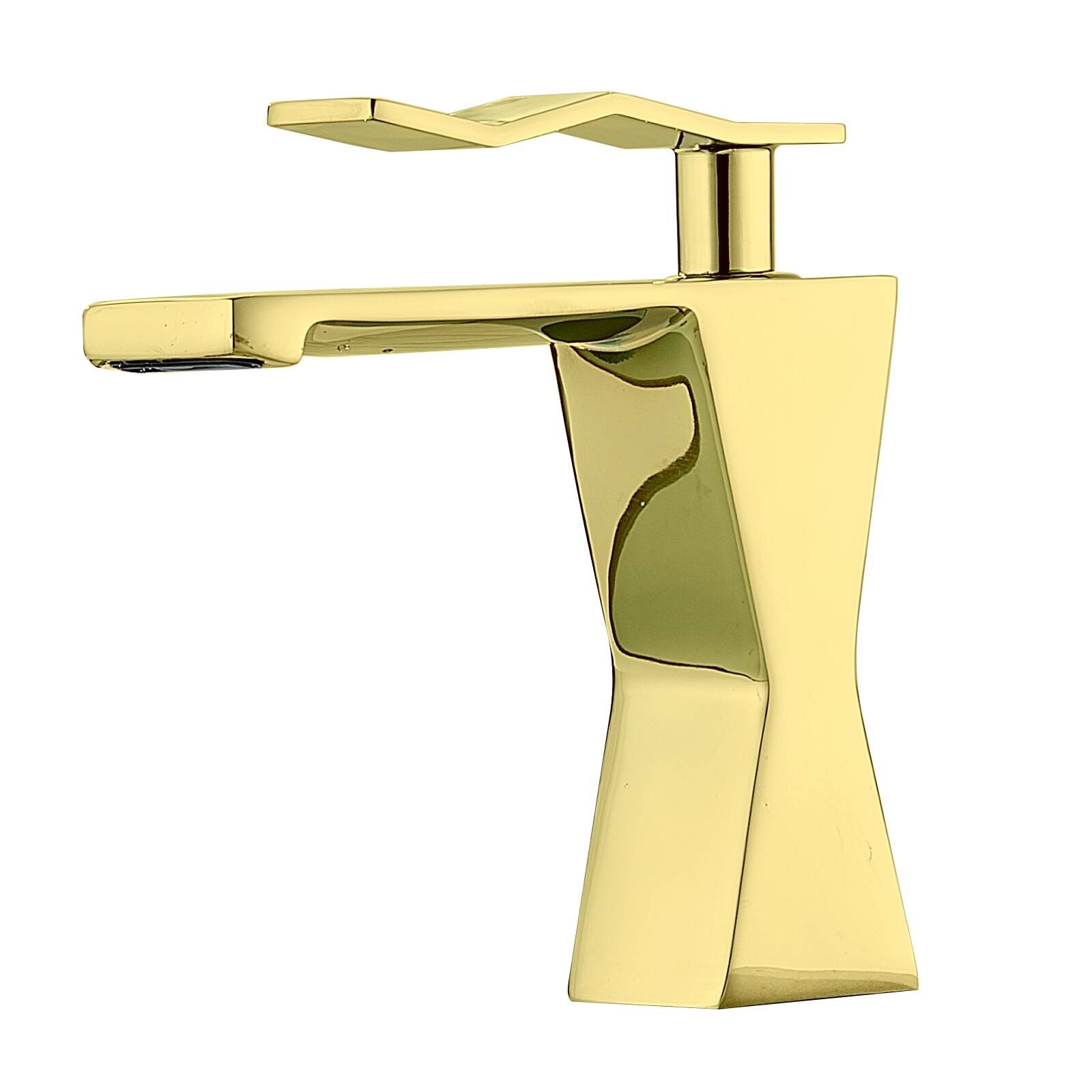 5650 Gold square edge single hole all copper faucet Wash basin Hot and cold wash basin Waterfall bathroom cabinet toilet