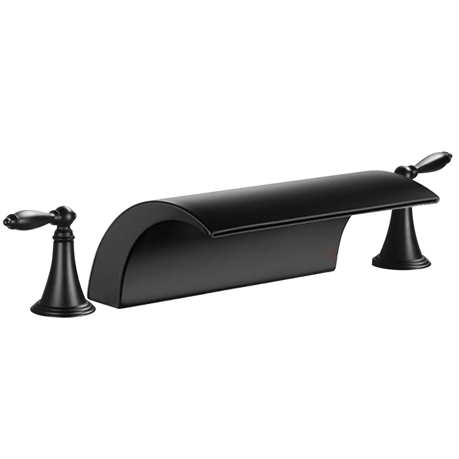 5496 Black three-hole basin electroplating faucet waterfall faucet hot and cold cylinder side three-piece set-copy