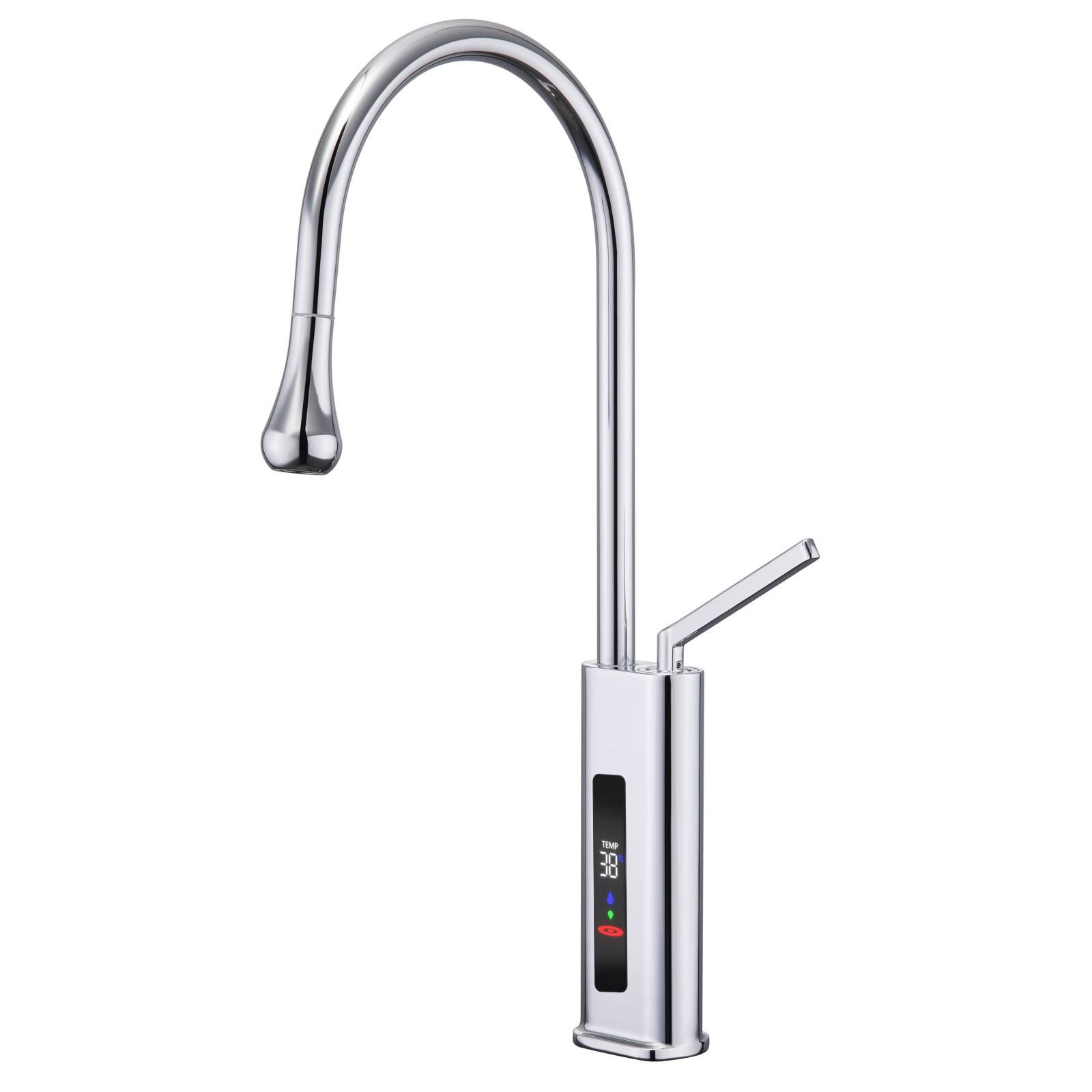 5629 chrome-plated digital display water drop pot hot and cold water faucet can be pulled and rotated bathroom kitchen available