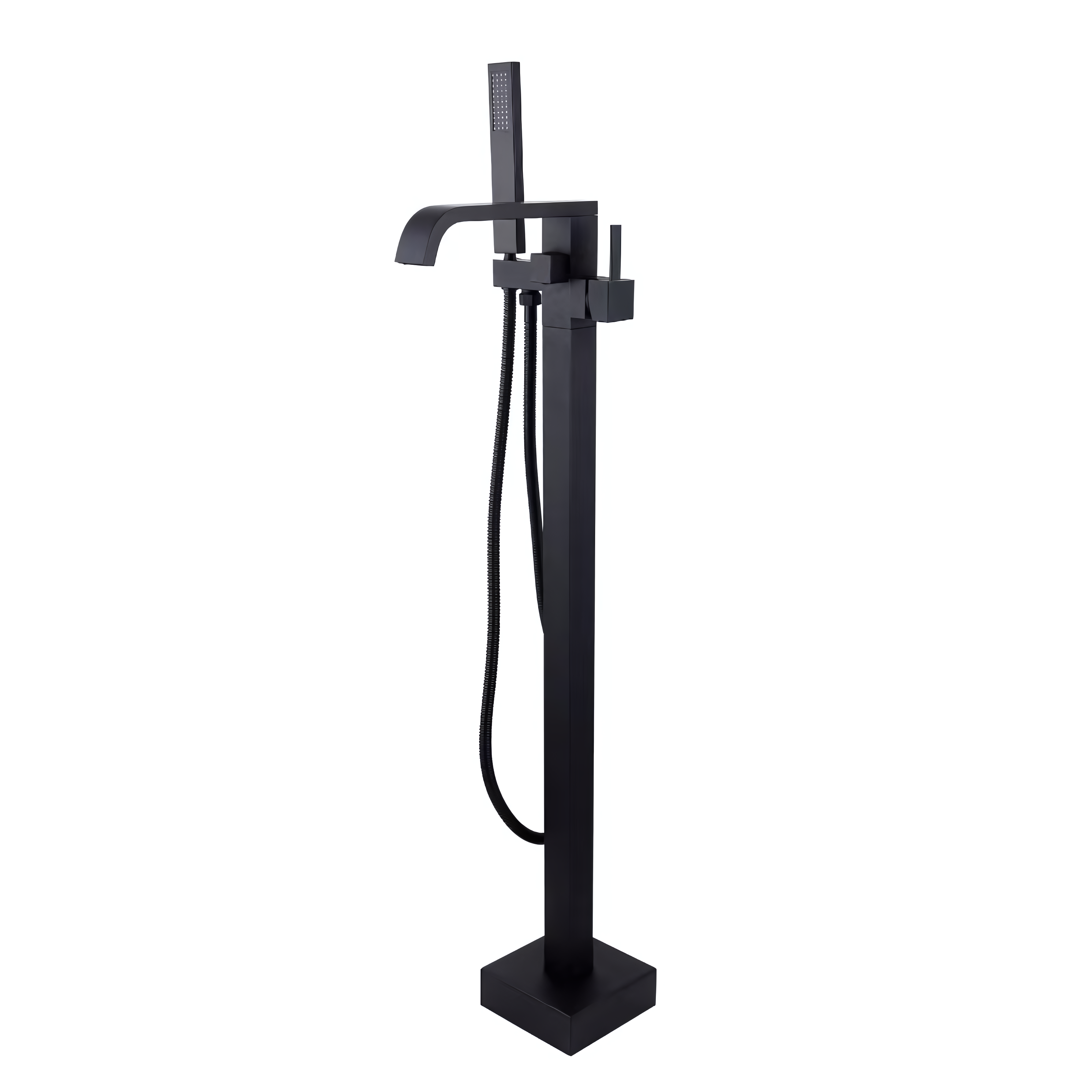 5639 long flat mouth bathtub faucet black square tube shower vertical shower faucet clear installation