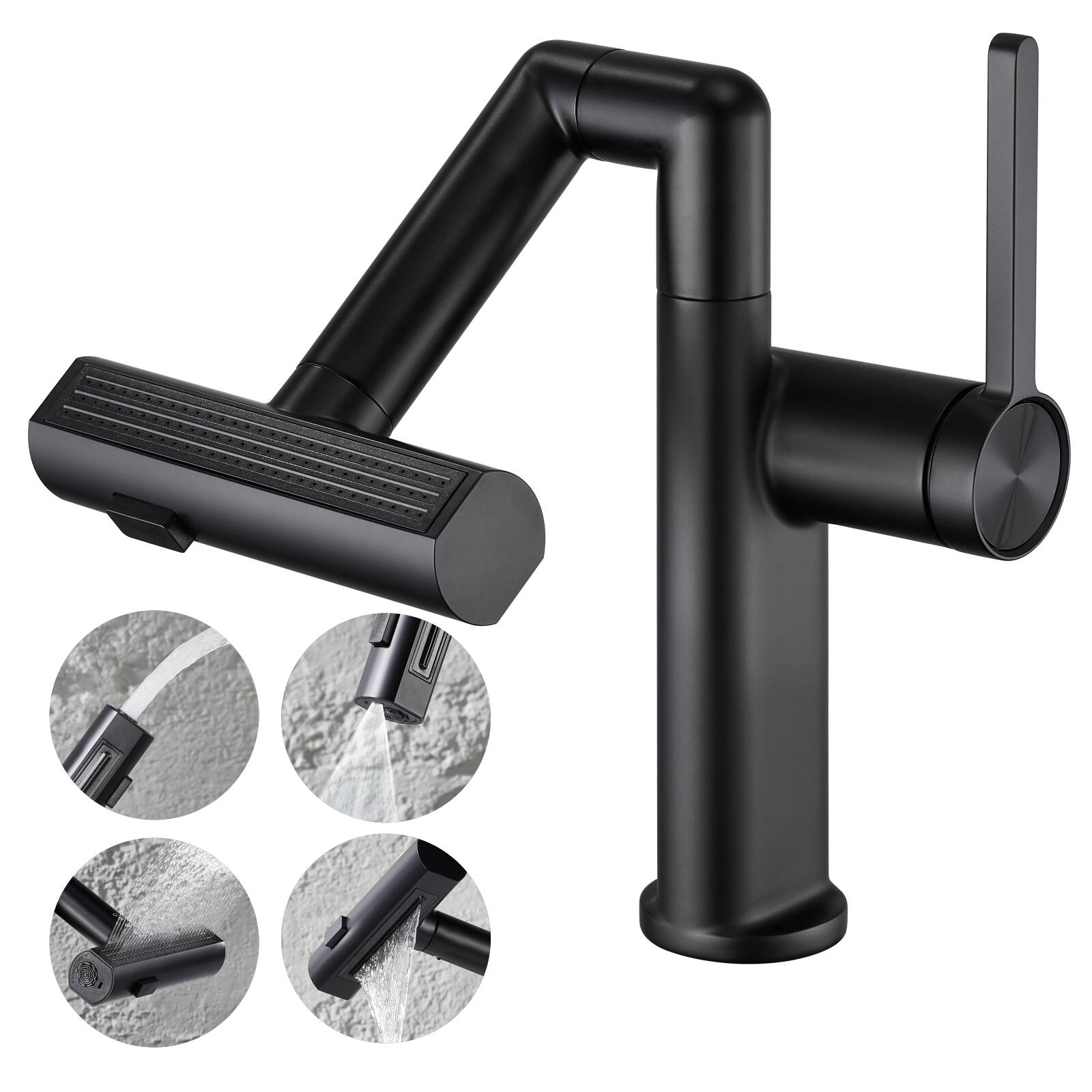 5658 Mechanical swing arm single hole basin black universal hot and cold kitchen sink bathroom balcony charm cat