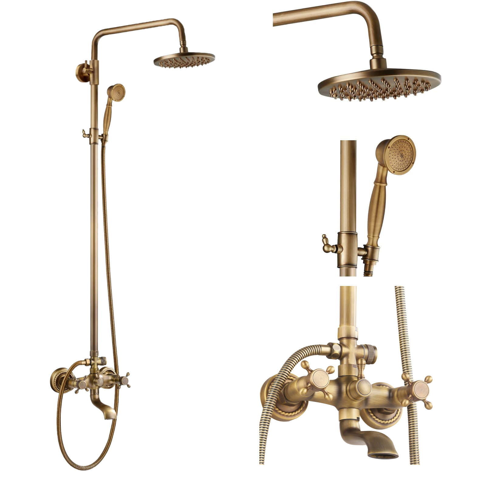 5412 antique two-handed wheel shower shower set all copper retro hot and cold shower