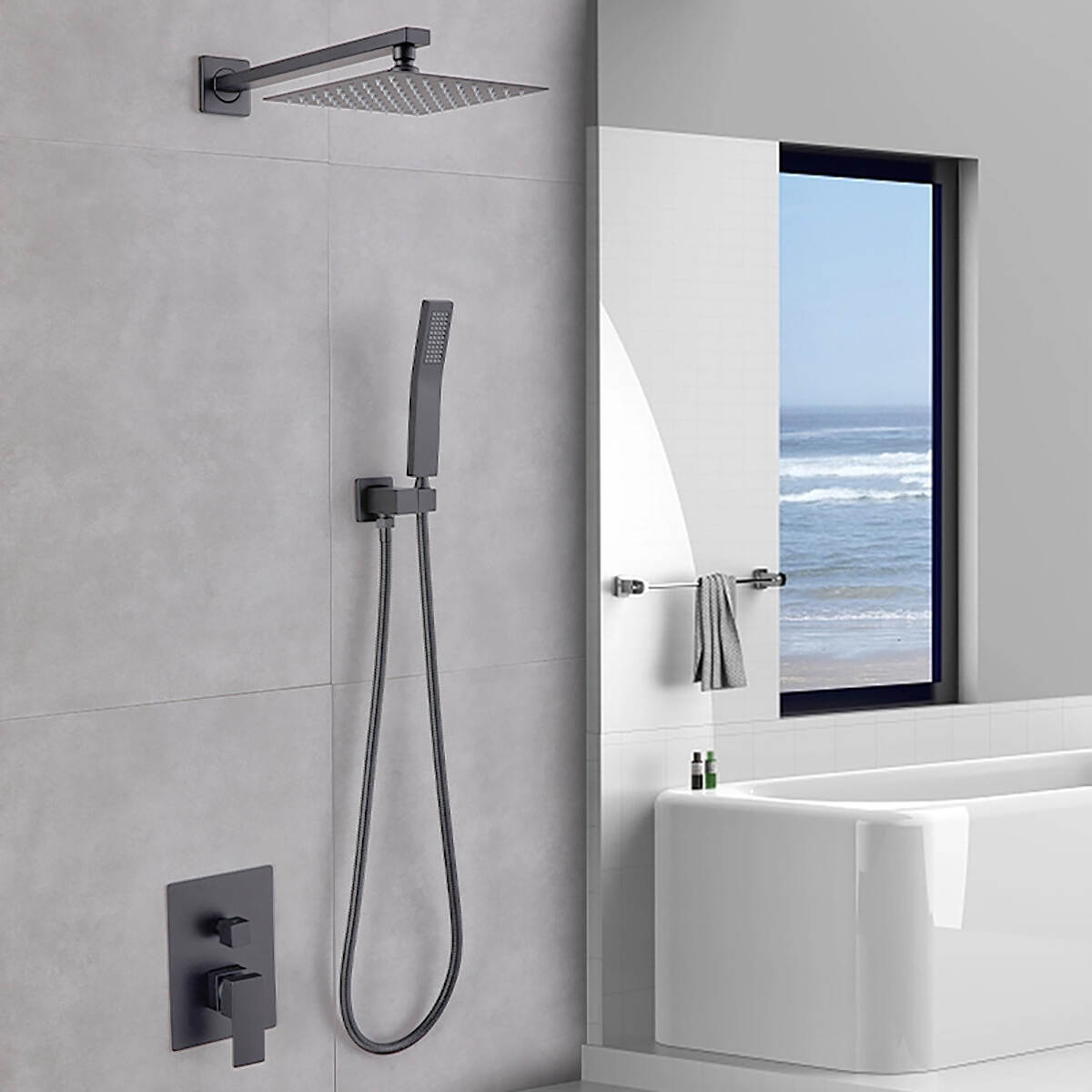 5695 double function dark shower gun gray into the wall dark shower suite hotel home