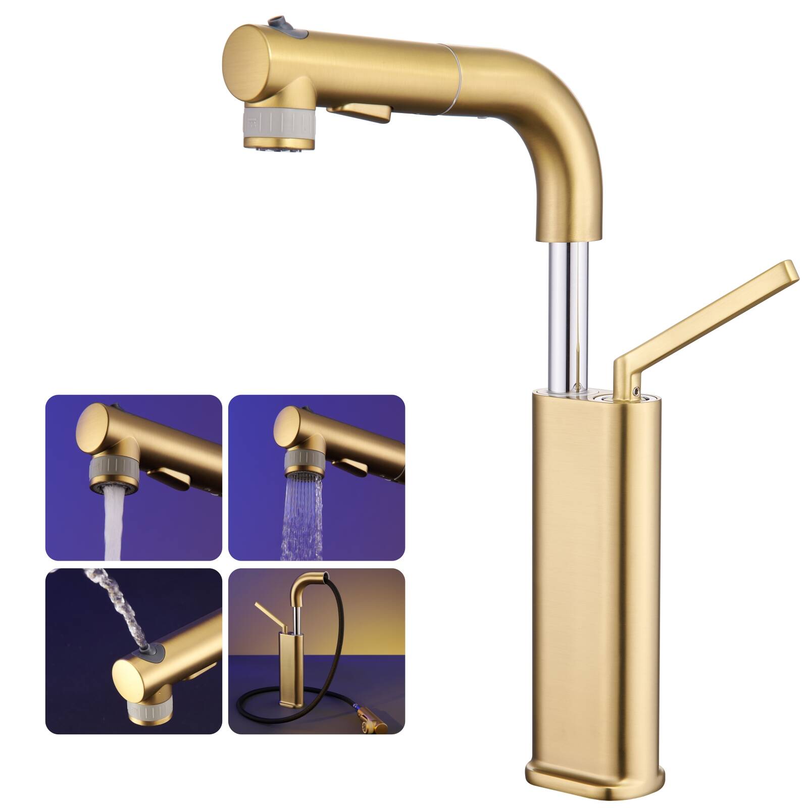 5697 B3 Adjustable pull basin faucet drawing gold creative copper basin faucet hot and cold water wash basin