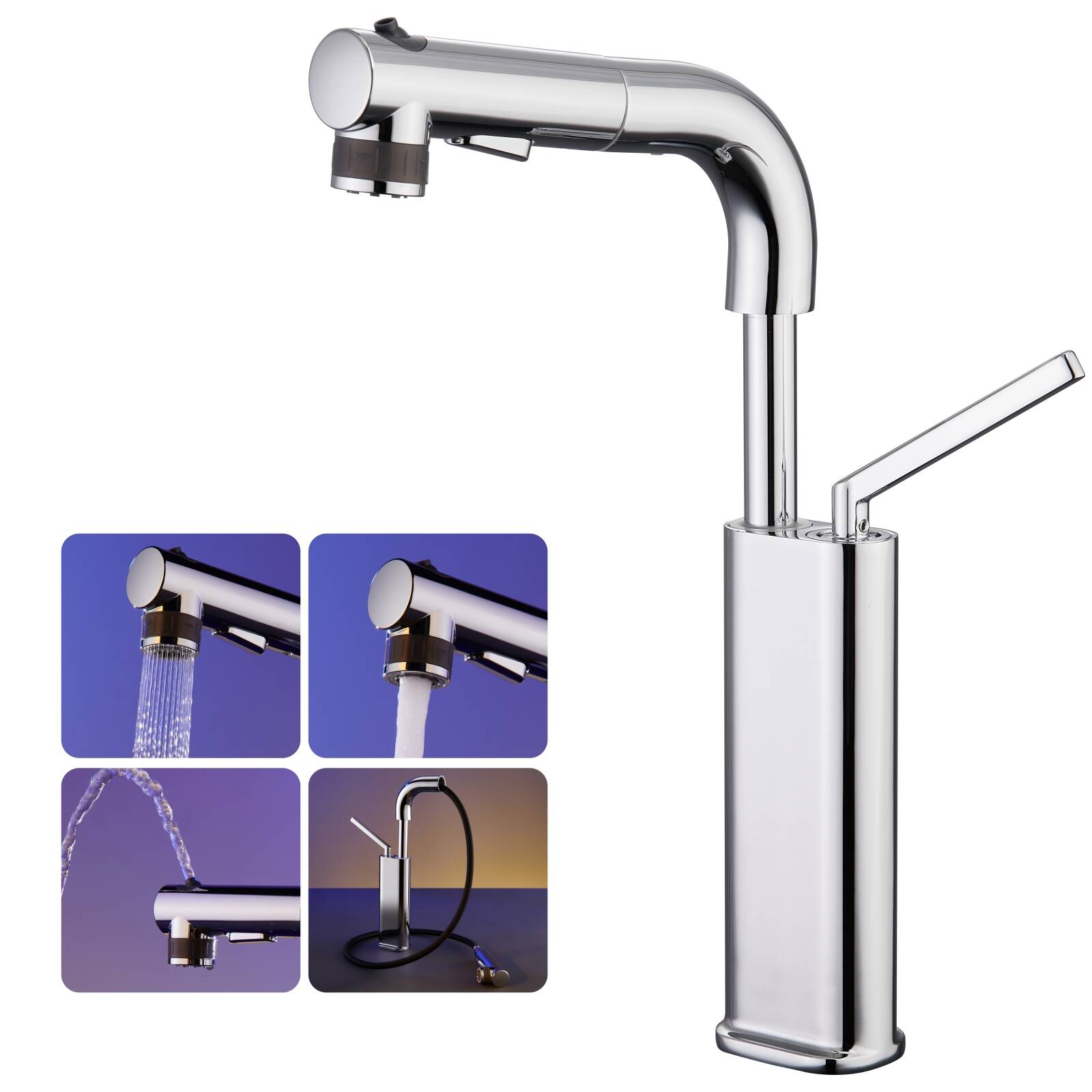 5699 B3 Adjustable pull basin faucet Chrome-plated creative copper basin faucet Hot and cold water wash basin