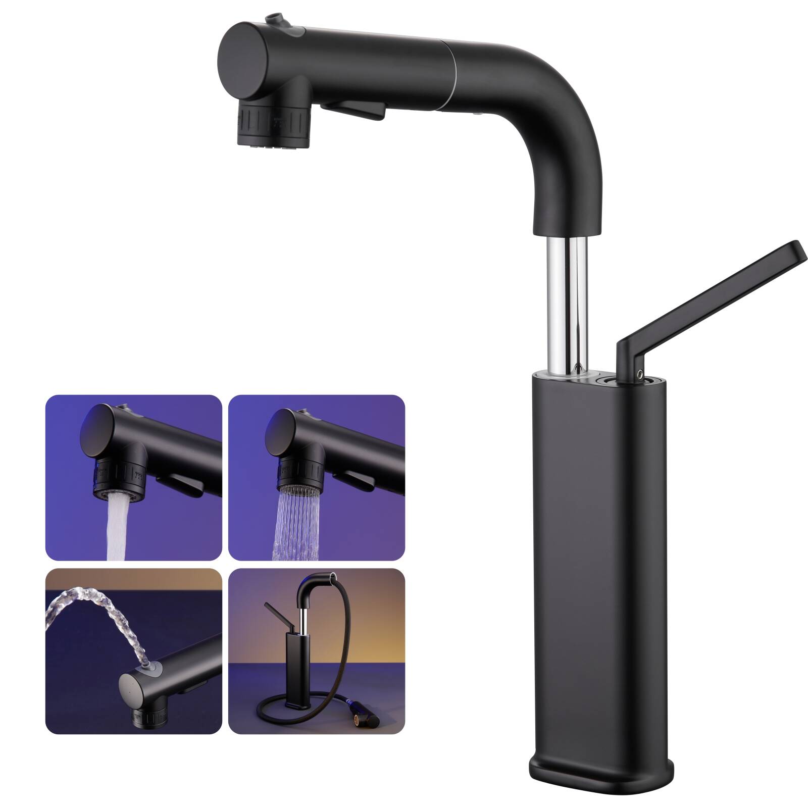 5700 B3 Adjustable pull basin faucet Black creative copper basin faucet Hot and cold water wash basin