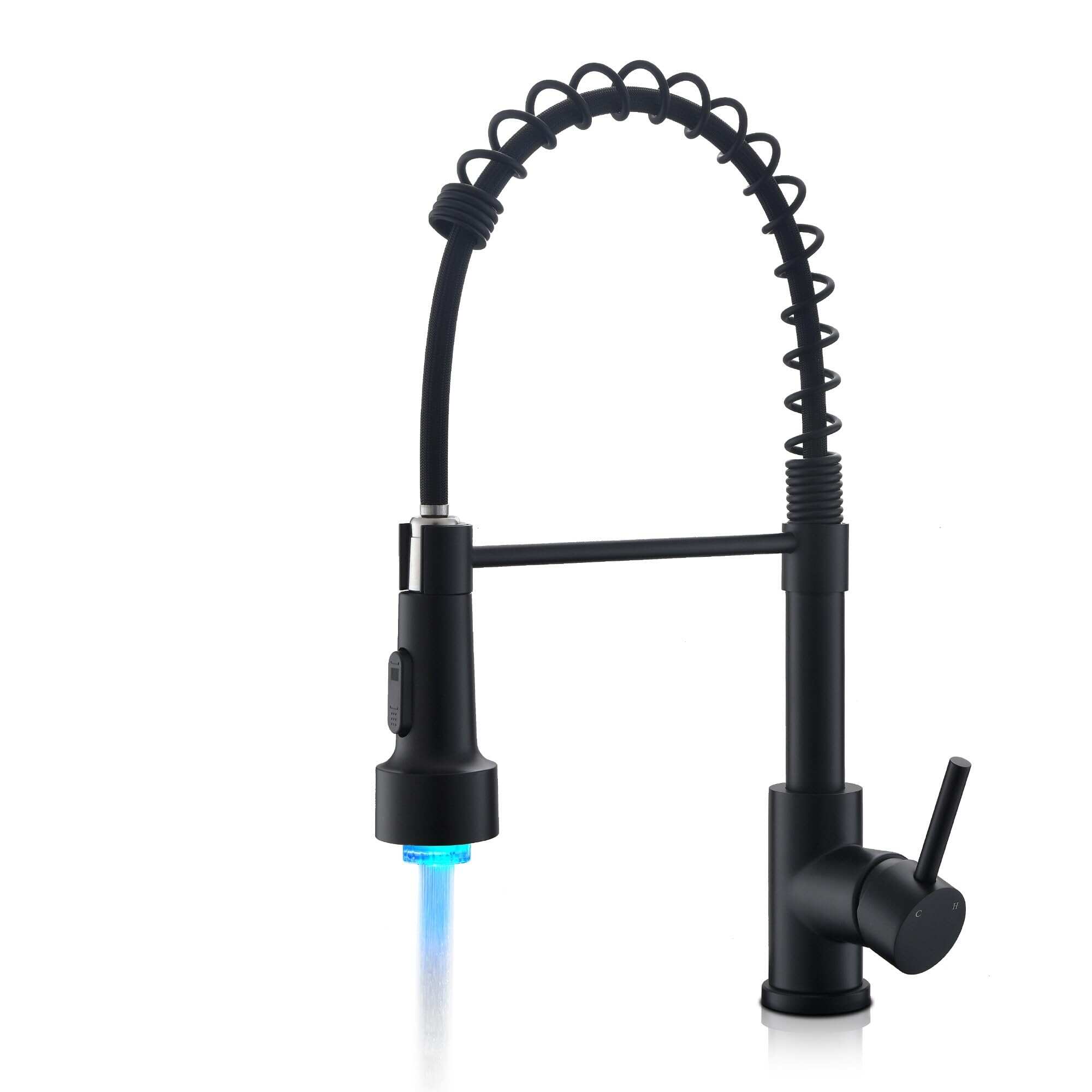 5689 American kitchen Pull faucet - Black dual mode water with light hot and cold can be rotated