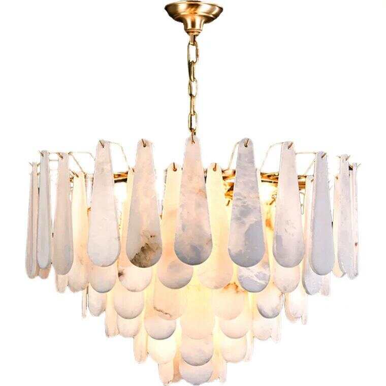 Alabaster Feathery Chandelier Modern Lighting