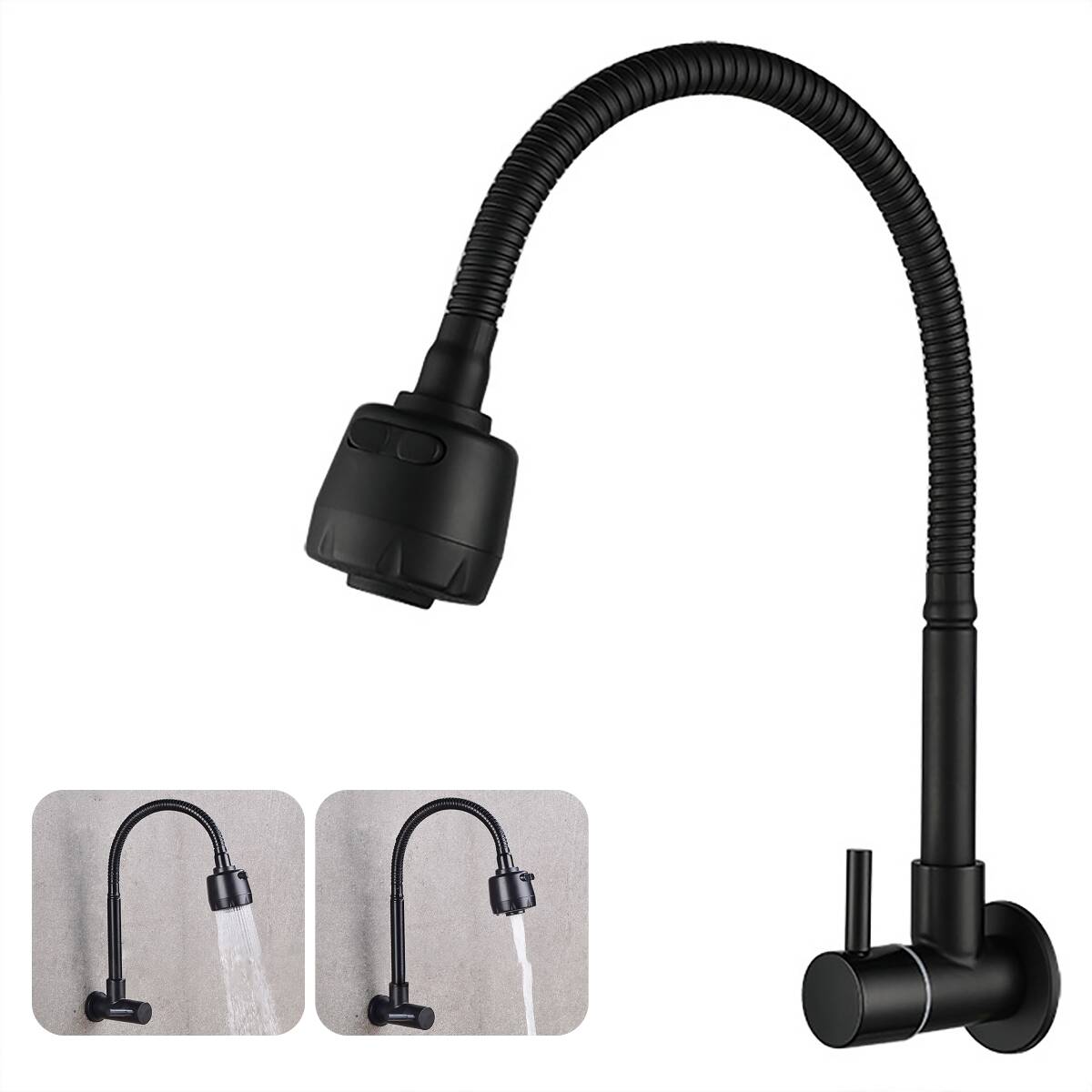 5508 into the wall universal single cold pot faucet black