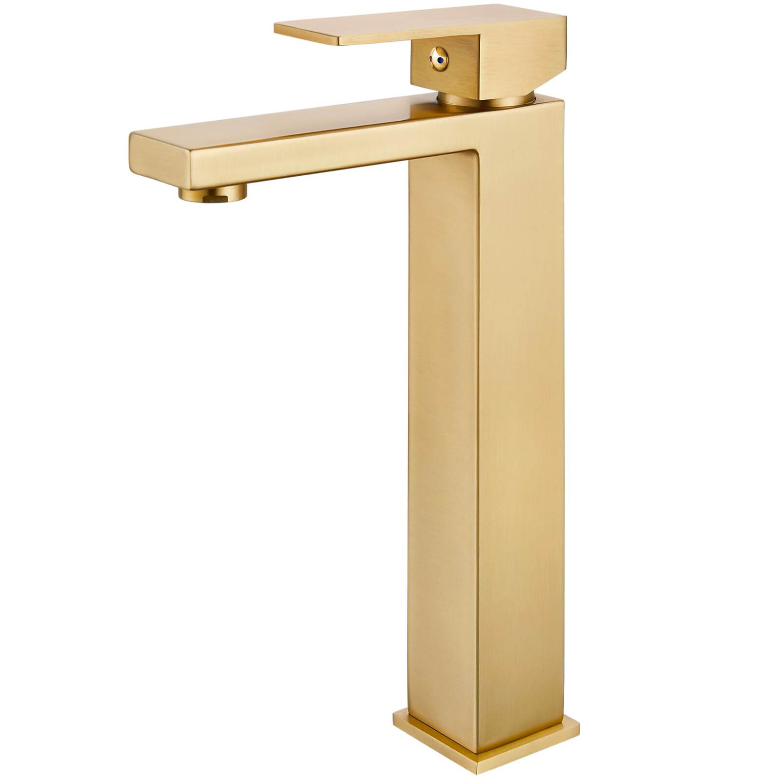 5716 Square single hole hot and cold basin faucet raised - brushed gold