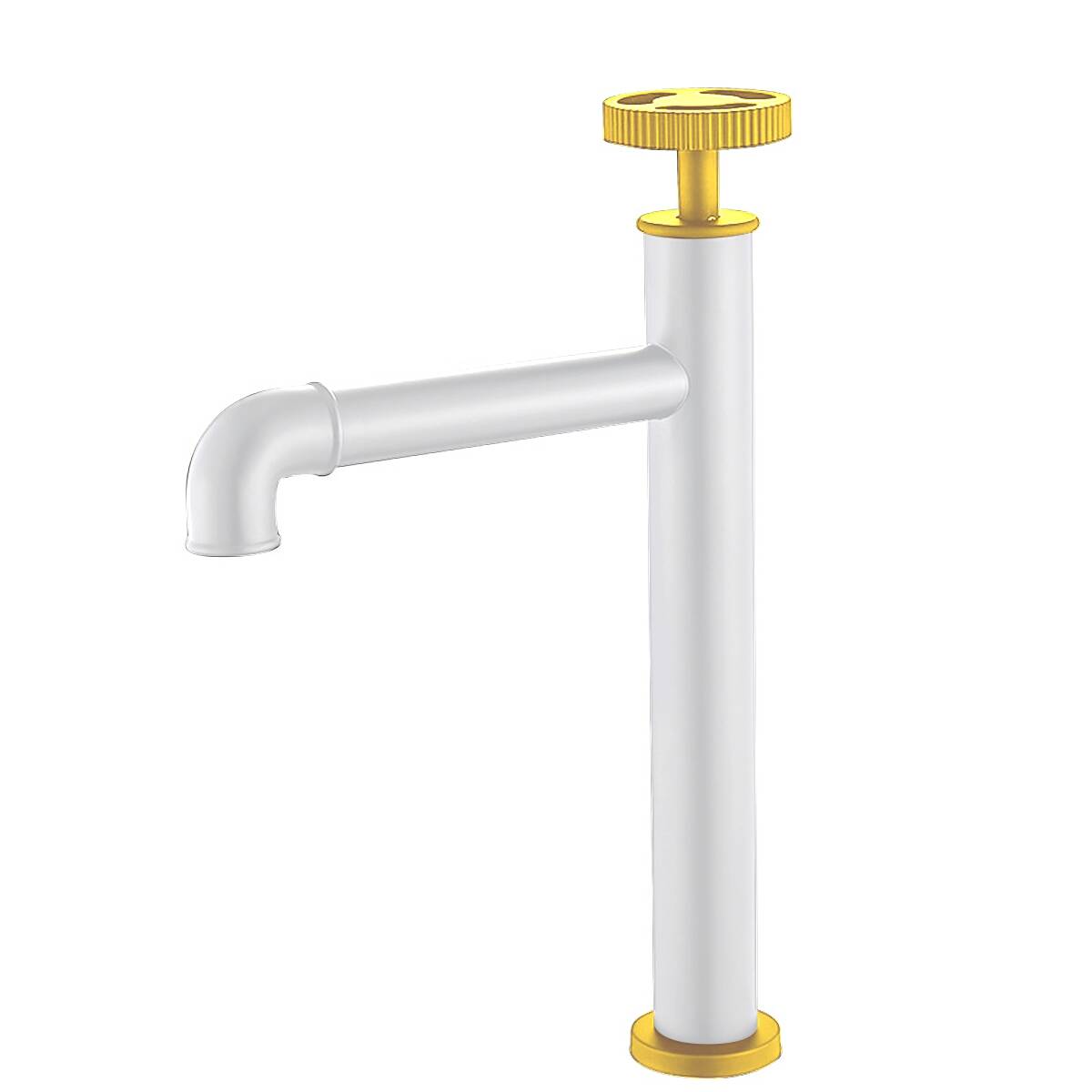 5712 Pipe single hole hot and cold basin faucet elevated - white gold