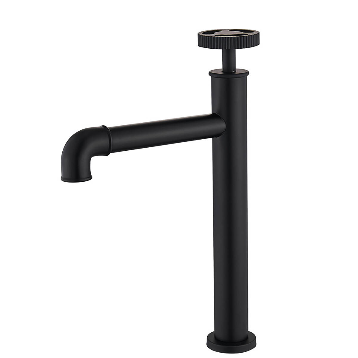 5714 Pipe single hole Hot and cold basin faucet added height - black