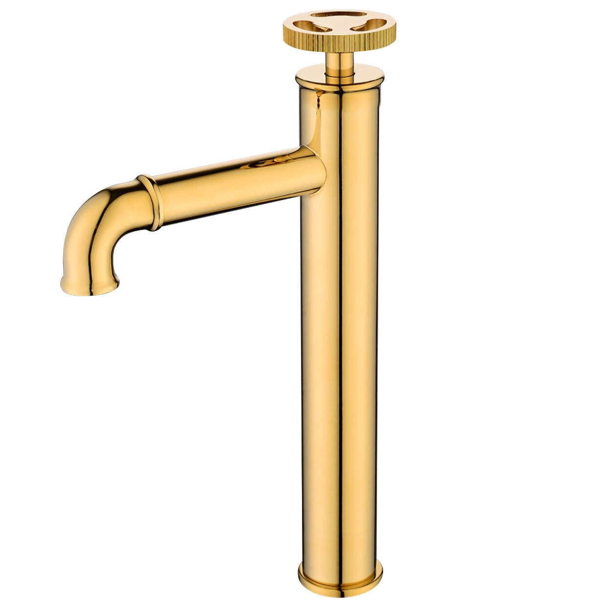 5724 Pipe single hole Hot and cold basin faucet added height - gold