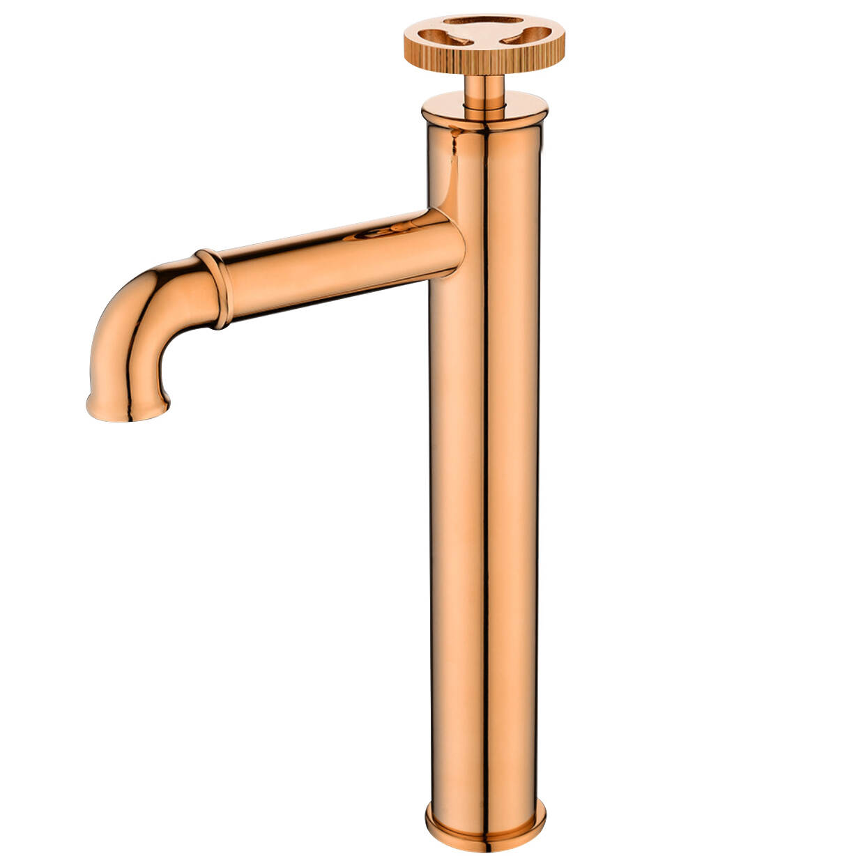 5743 Pipe single hole Hot and cold basin faucet added height - Rose gold