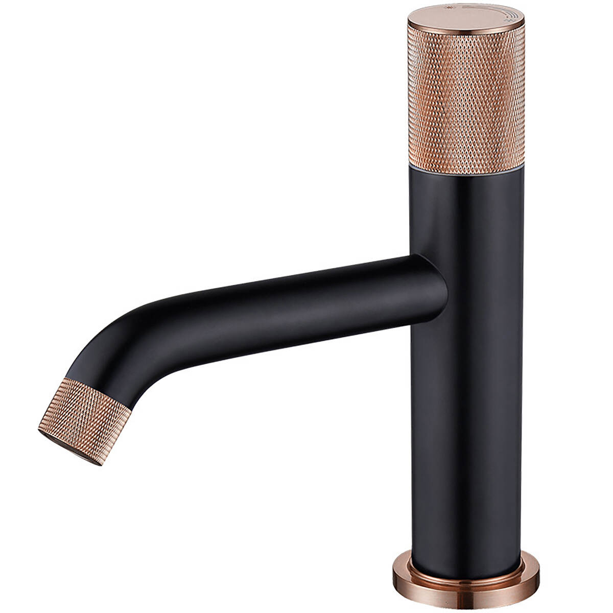 5719 Knurled single hole Hot and cold basin faucet low black + rose gold