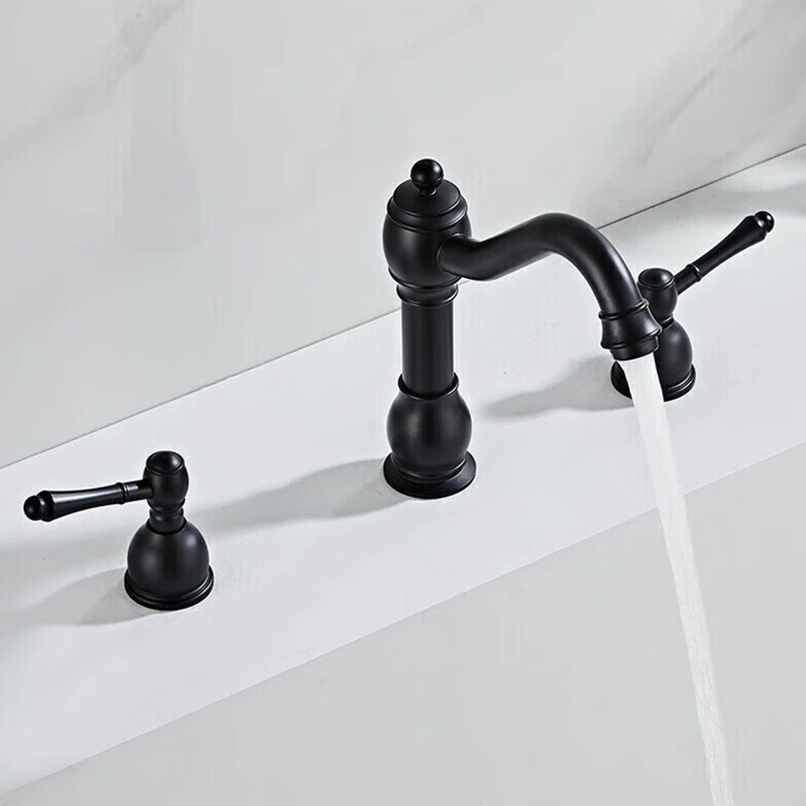 5752 Black treasure gourd three-hole basin faucet