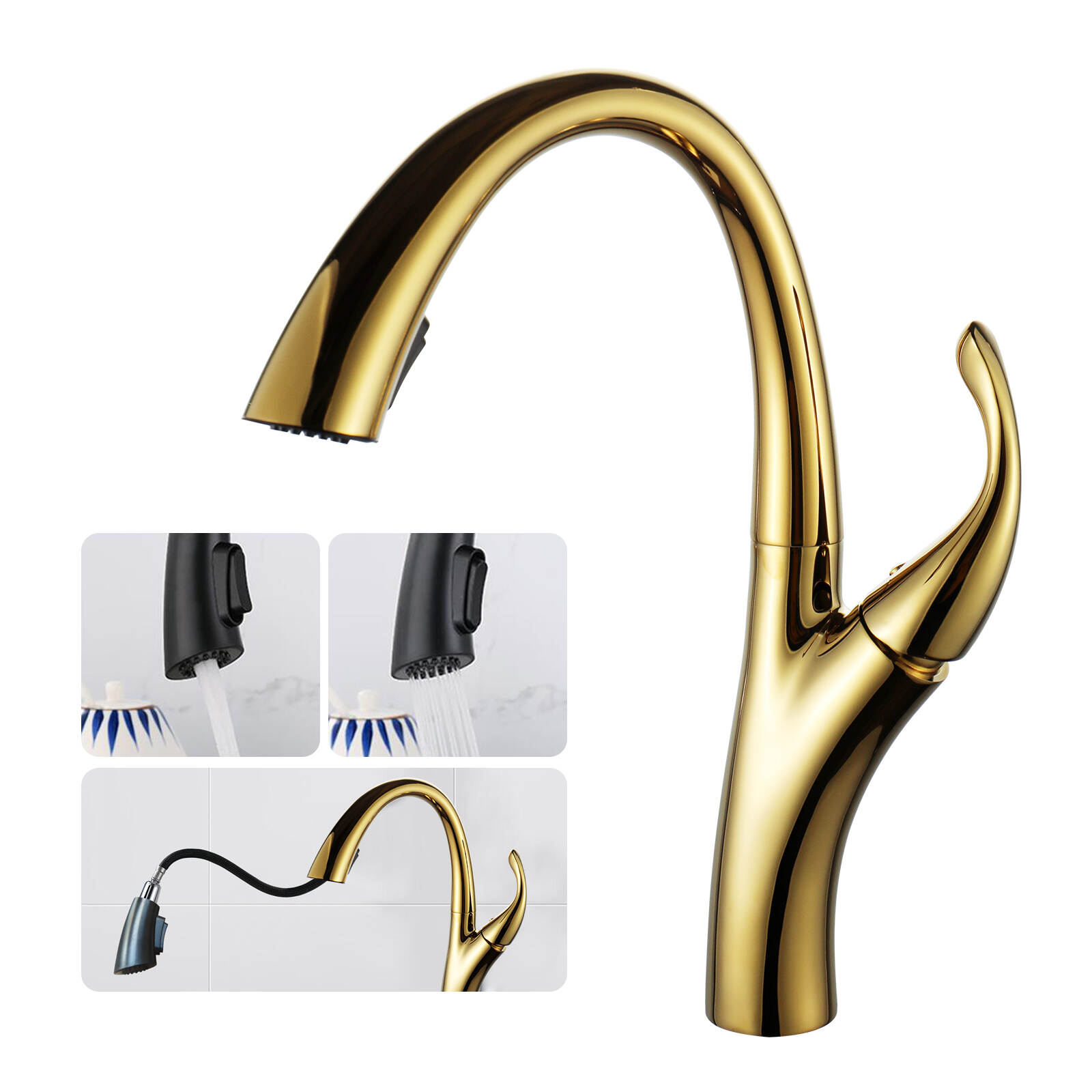 5757 movie star pull type hot and cold basin faucet gold