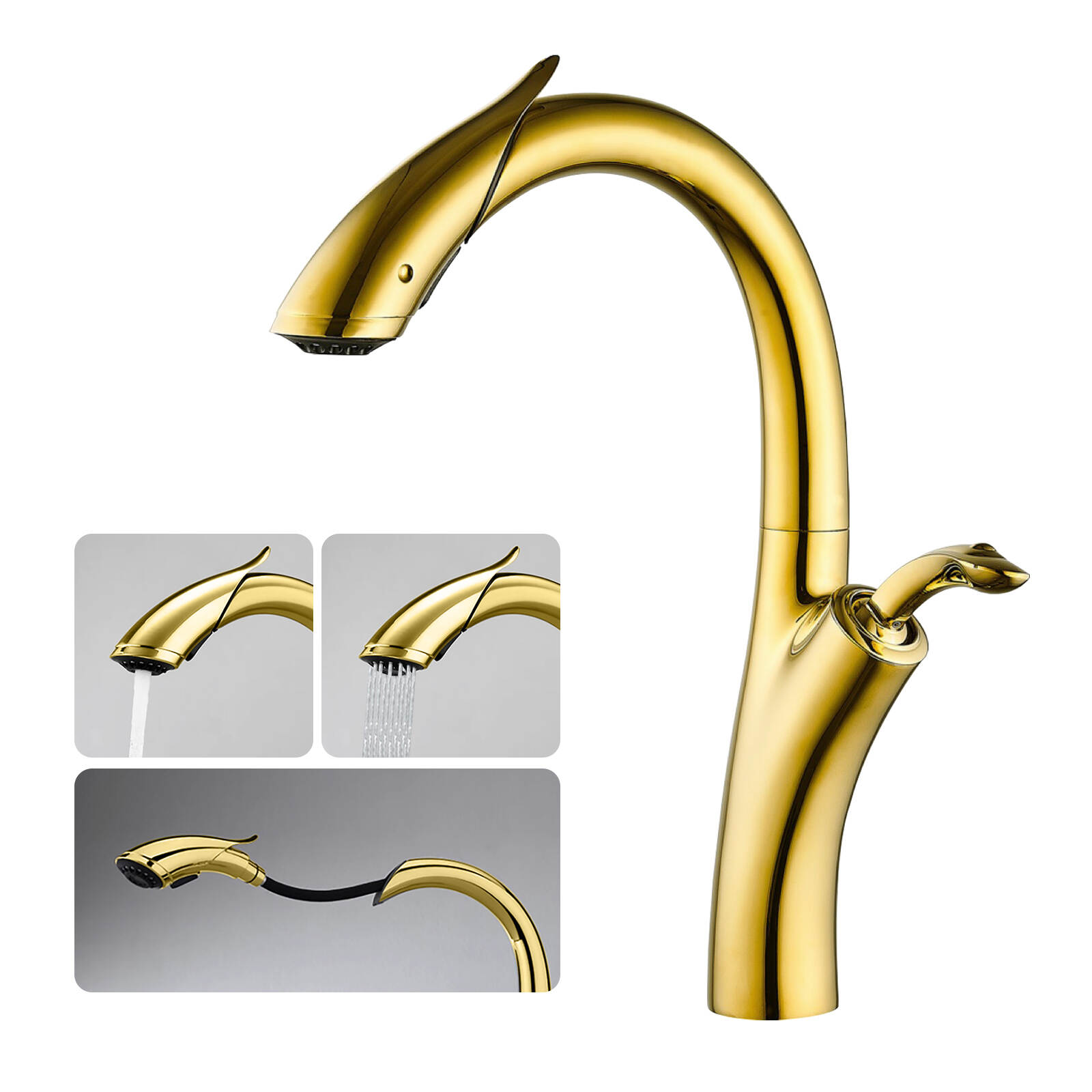 5758 SASS Pull Hot and cold basin faucet gold