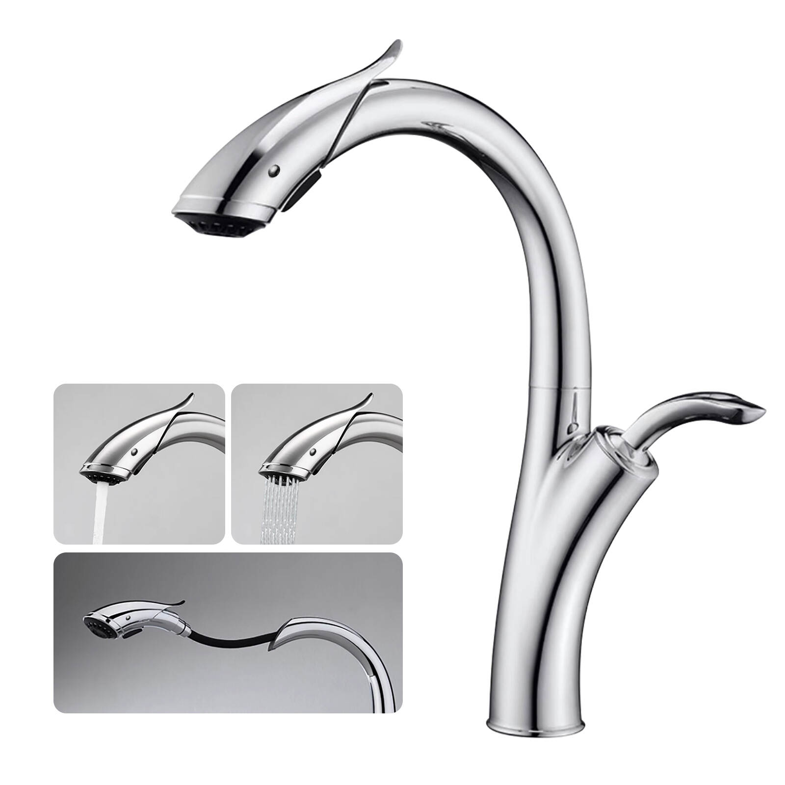 5759 SASS pull hot and cold basin faucet chrome plated