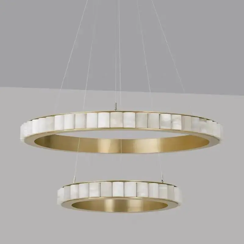 Alabaster Brass Modern Avalon Halo Chandelier