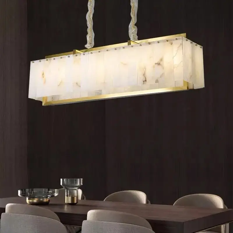 Spain Alabaster Rectangular Dining Room Chandelier