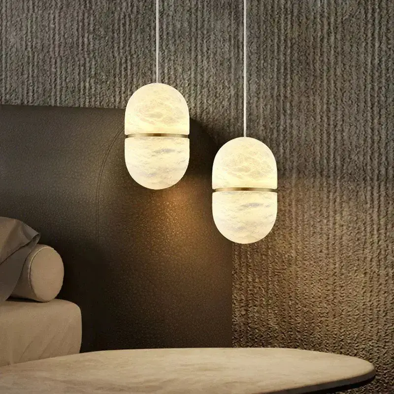 Alabaster Oval Pendant Light