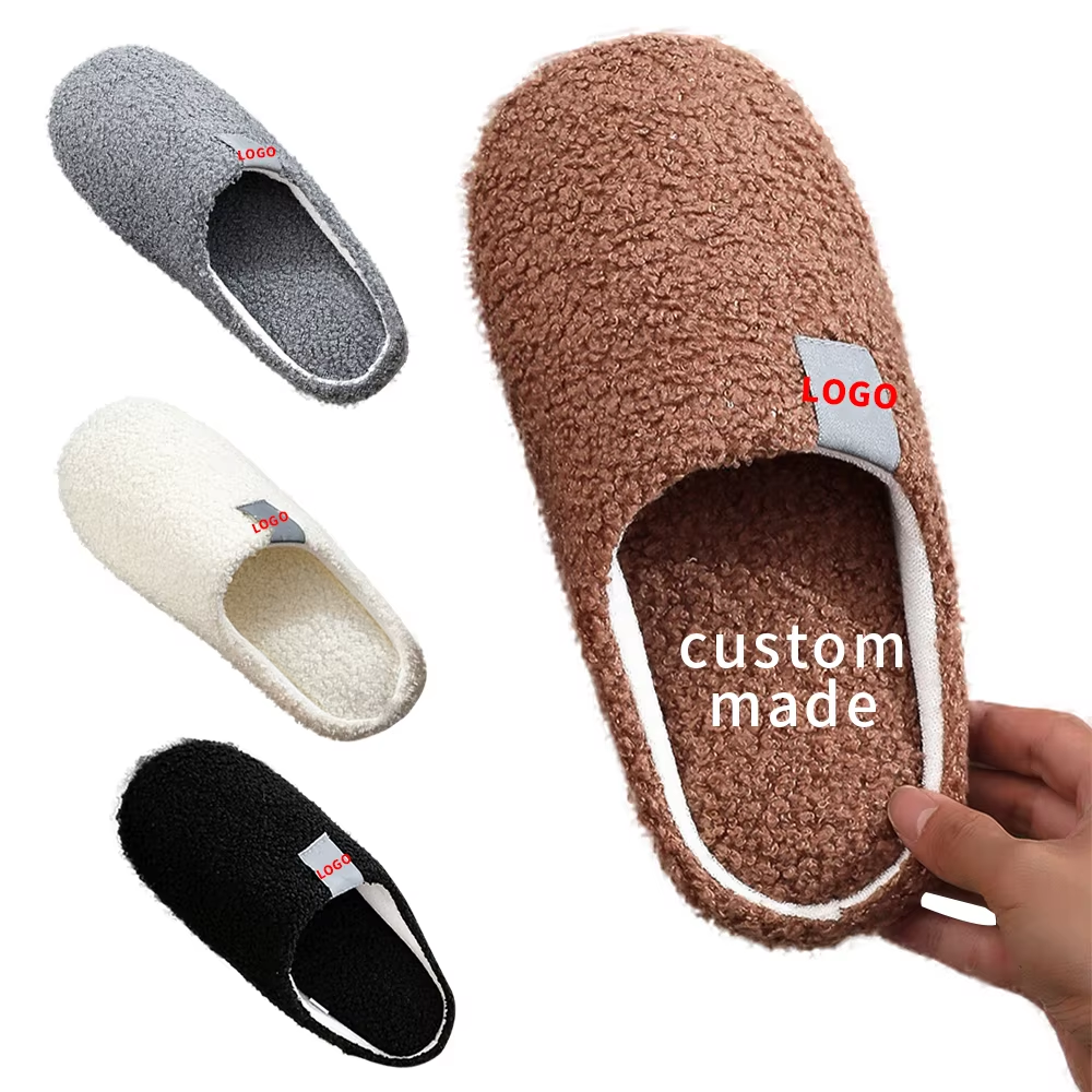 Customized Logo Indoor Home Shoes Couple Men and Women Team Customized Soft-soled Cotton Slippers Autumn and Winter