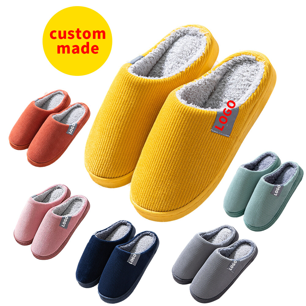 2024 autumn and winter customizable logo non-slip breathable couple indoor home shoes men and women team customization