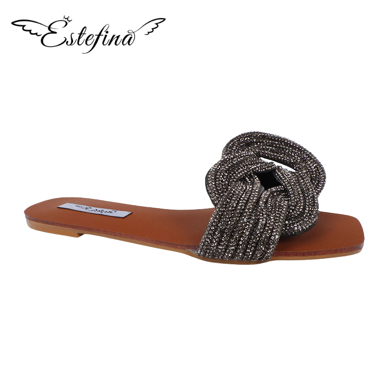 Estefina Braided Rhinestone Sparkly Slippers