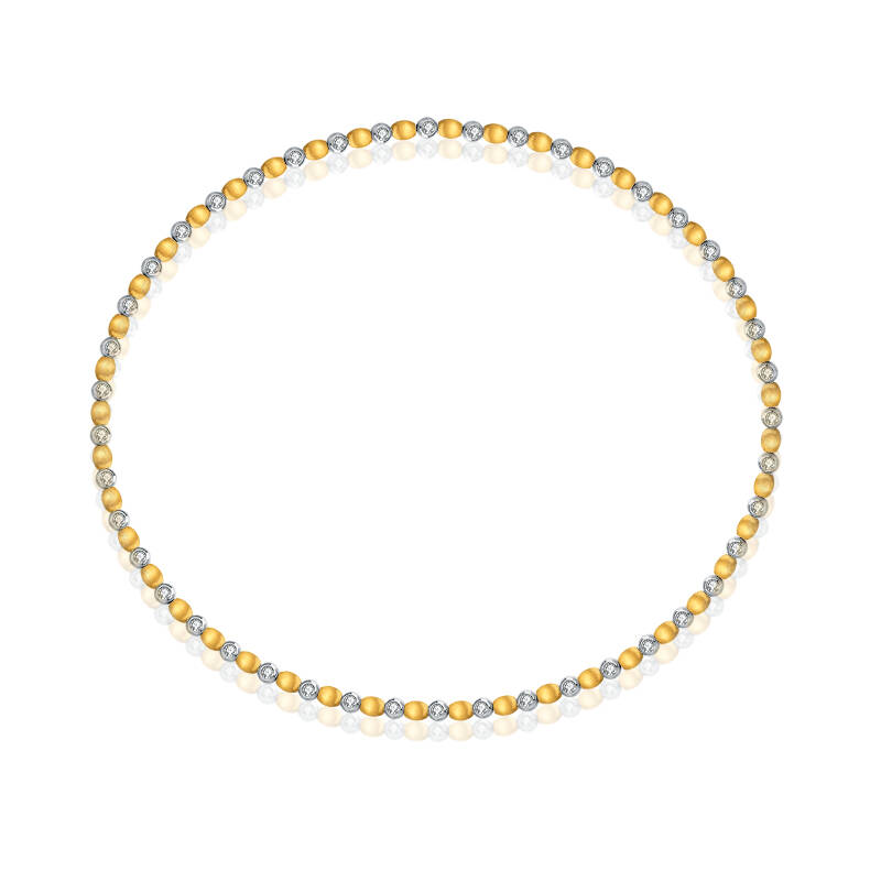 18K Gold and White Gold Two-Tone Beaded Diamond Necklace