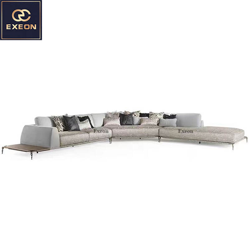 Light luxury fashion living room design L-shaped multi-large sofa