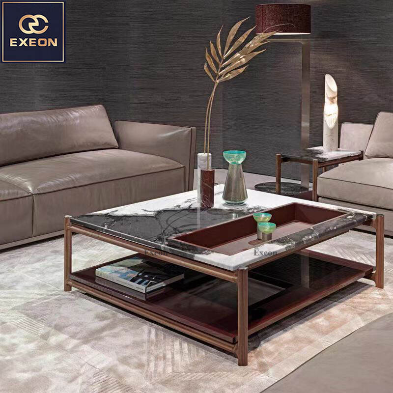 Luxury coffee table-Square end table-Solid wood table