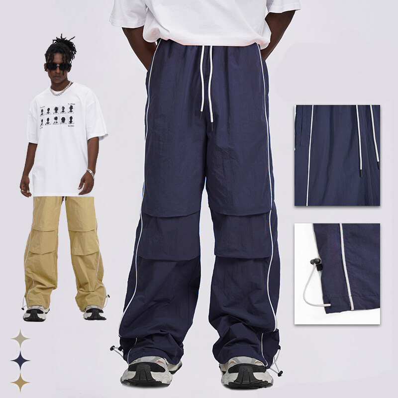 Solid Color Wide Leg Men Track Pants