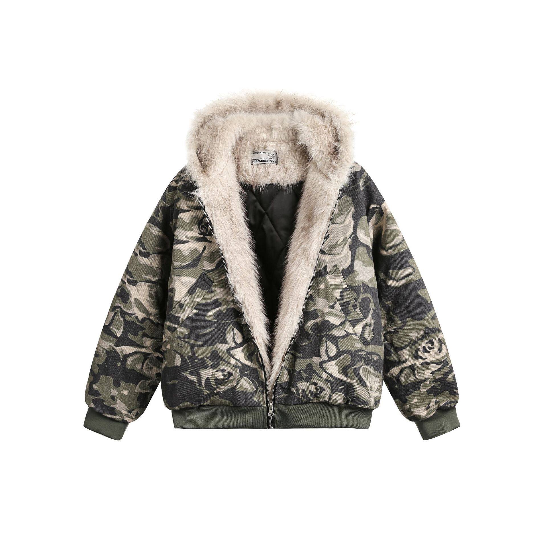 Camo Men's Faux Fur Coats