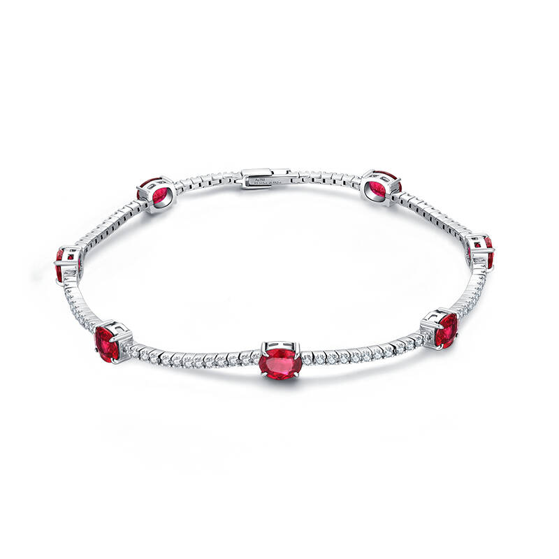 Flame Star Shine Ruby 18K White Gold Natural Diamond Bracelet