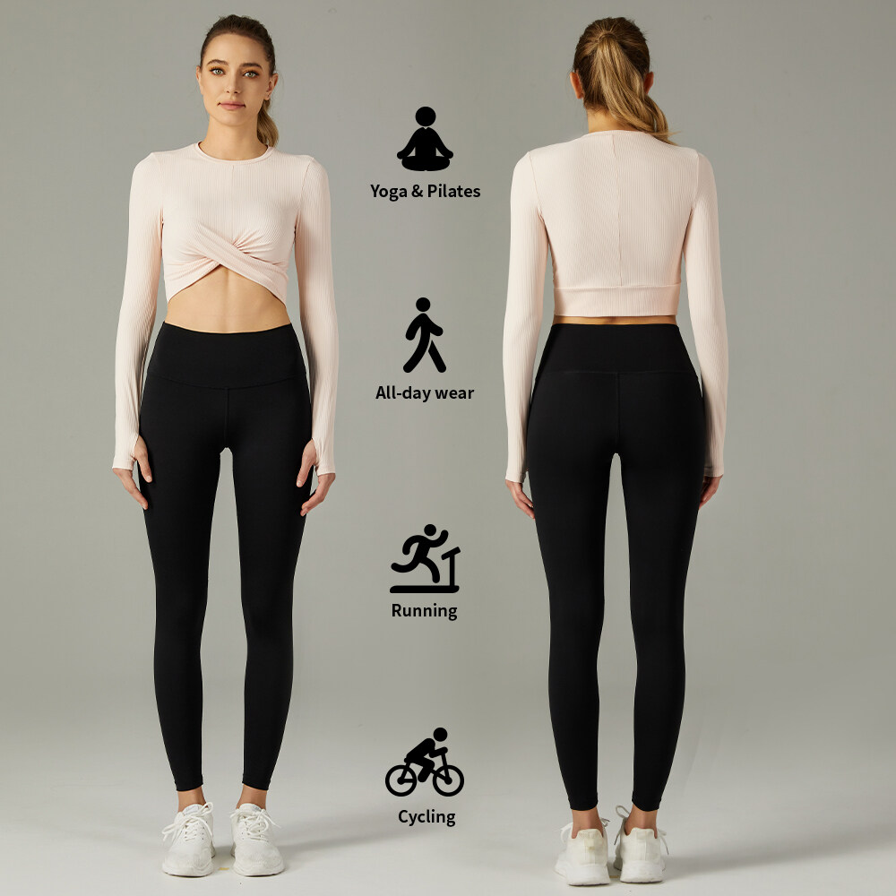 Yoga Wear Set Long Sleeve T-shirt High Waist Leggings Custom Logo