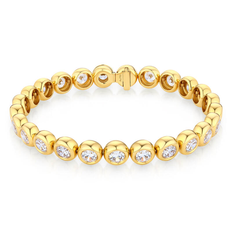 Bubble Tennis Band Chain 18K Gold  Setting Natural Diamond Bracelet