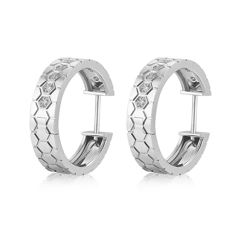 Full Diamond 18K White Gold Trendy Ear Hoops Stylish and Elegant Luxury Earrings,18K White Gold Diamond Circle Huggie Hoop Earrings