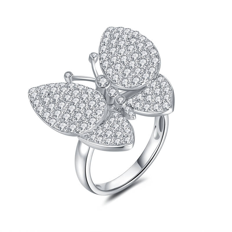 Exquisite Butterfly Design 925 Silver with Natural Diamonds