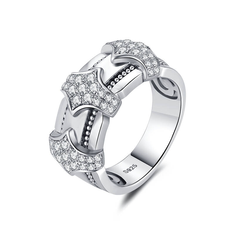 Rhythmic Diamond Ring in 925 Silver with Natural Diamonds