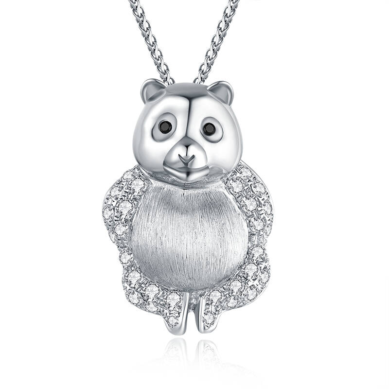 Saintly Panda 18K White Gold Natural Diamond Inlaid Necklace