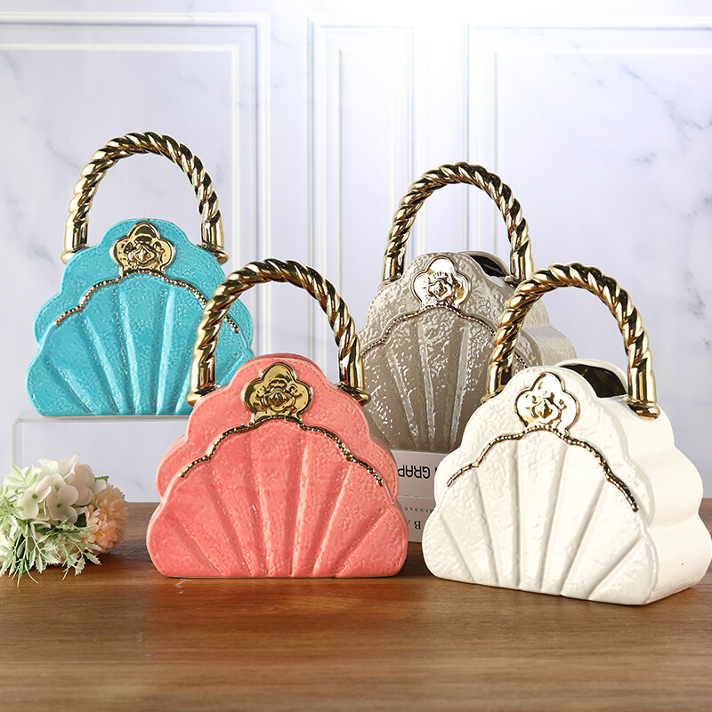 Wholesale Flower Vases Ceramic Purse Vases Conch Shape