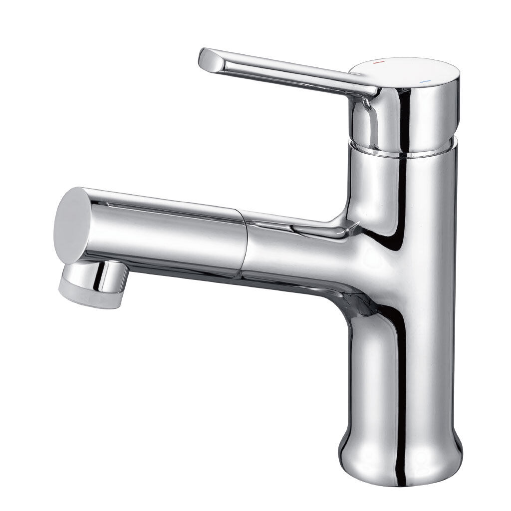 Fashion design bathroom brass chrome pull-out basin faucet-902108CP