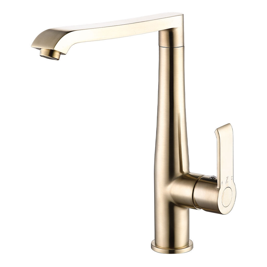 Single handle brushed gold brass kitchen faucet-181054SJ