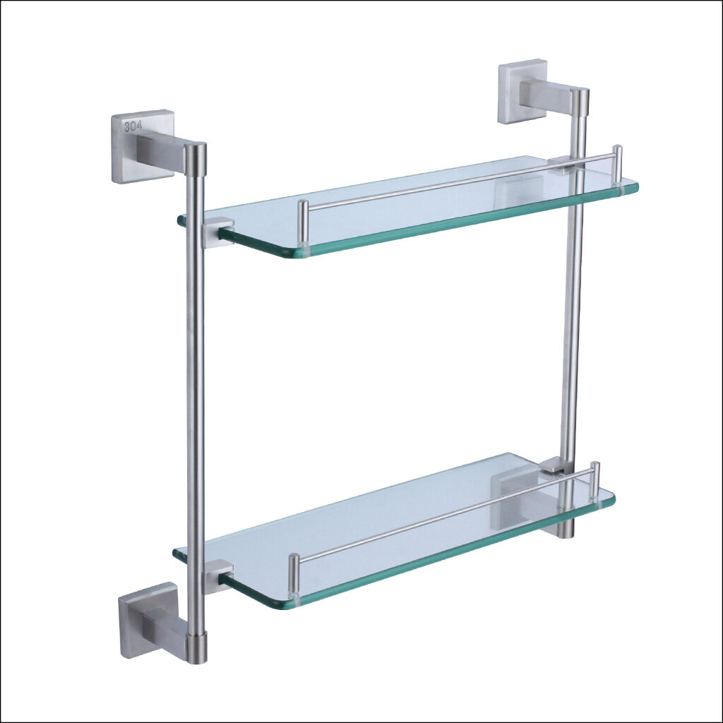 Bathroom high beauty design SS304 material double glass shelf -B2004LS