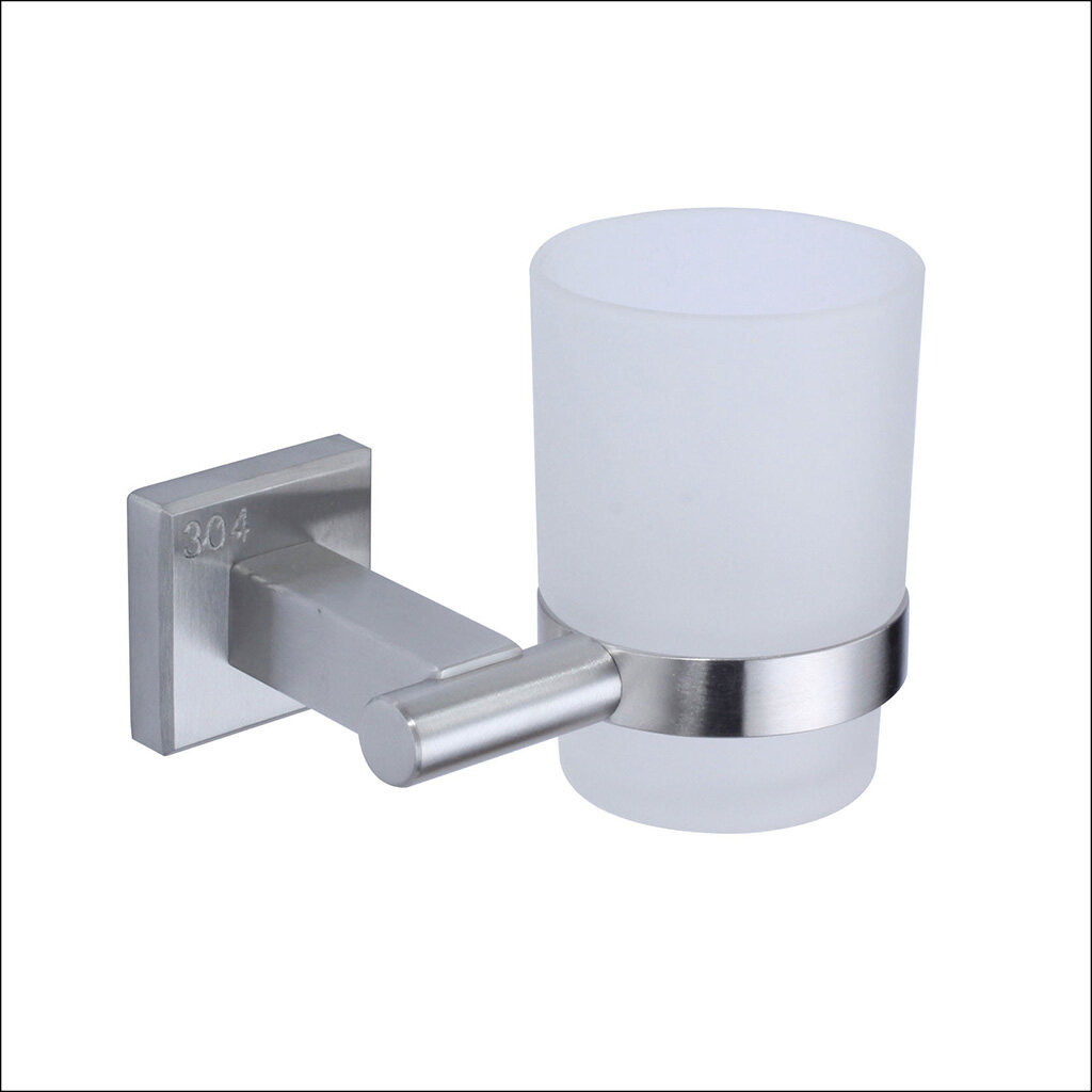 Bathroom  glass and stainless steel 304 cup holder -B6003LS